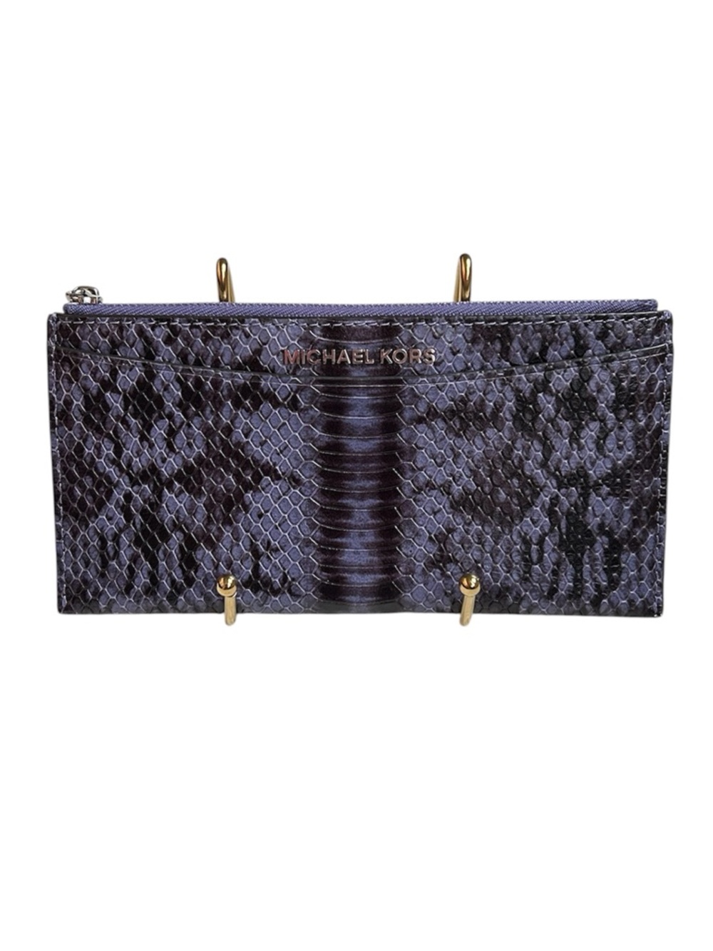 Michael Kors Violet Snakeskin-Embossed Slim Leather Wallet in EUC
